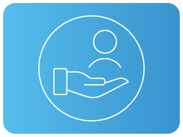 Ícone de uma mão sustentando uma figura humana