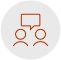 ícone - duas pessoas em uma conversa ícone - duas pessoas em uma conversa