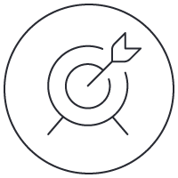 Ícone circular com uma flecha no alvo Ícone circular com uma flecha no alvo