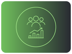 Ícone linear - Equipe sobre gráfico ascendente Ícone linear - Equipe sobre gráfico ascendente