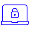 Ícone de laptop com cadeado, representando segurança e proteção de dados. Ícone de laptop com cadeado, representando segurança e proteção de dados.