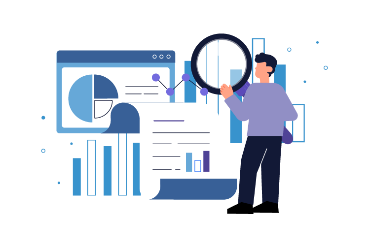 Análise de dados com gráficos e relatórios, destacando métricas e insights de desempenho.