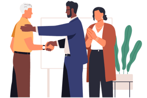 Ilustração - Profissionais apertando as mãos Ilustração - Profissionais apertando as mãos