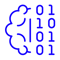 Ícone de cérebro e código binário, representando inteligência artificial e análise de dados. Ícone de cérebro e código binário, representando inteligência artificial e análise de dados.