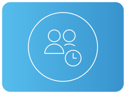 Ícone linear mostrando duas pessoas com um relógio Ícone linear mostrando duas pessoas com um relógio