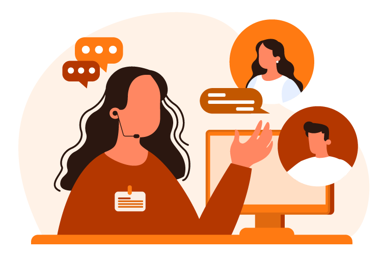 Ilustração de atendimento ao cliente com suporte online