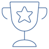 Ícone azul de troféu com estrela no centro. Ícone azul de troféu com estrela no centro.