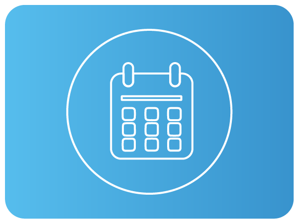 Ícone de calendário em linha branca