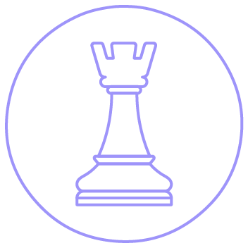 Ícone de torre de xadrez em linha fina dentro de um círculo. Ícone de torre de xadrez em linha fina dentro de um círculo.