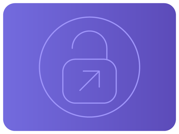 Cadeado aberto com seta apontando para fora.