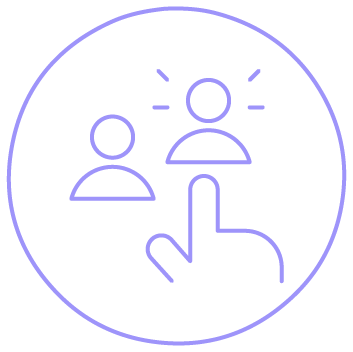 Ícone de seleção de pessoa com uma mão apontando.