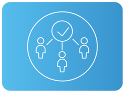 cone com três pessoas ligadas a um círculo com marca de verificação. cone com três pessoas ligadas a um círculo com marca de verificação.