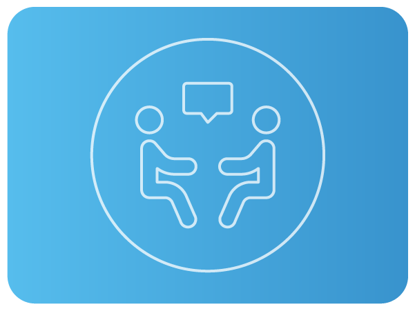 Ícone de duas pessoas conversando frente a frente 