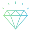 Ícone de um diamante lapidado com brilhos no topo, simbolizando valor, qualidade ou preciosidade.