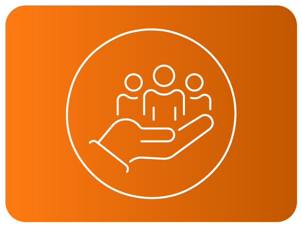 Ícone de mão sustentando grupo de pessoas