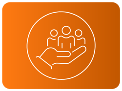 Ícone de mão sustentando grupo de pessoas Ícone de mão sustentando grupo de pessoas