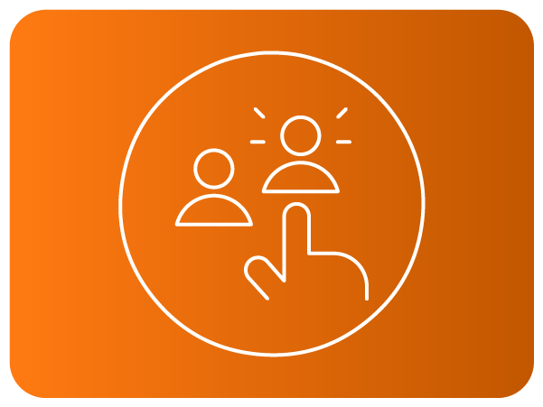 Ícone de seleção de pessoa com uma mão apontando.