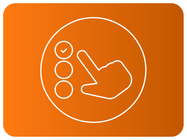 Ícone de mão selecionando item em lista.