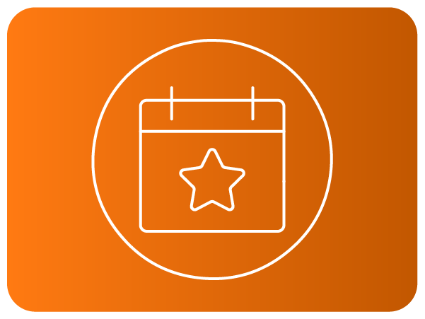 Ícone de calendário com estrela.
