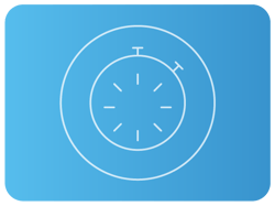 Ícone de cronômetro minimalista em fundo azul. Ícone de cronômetro minimalista em fundo azul.