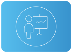 Ícone de pessoa ao lado de tela com gráfico em linha, em estilo minimalista. Ícone de pessoa ao lado de tela com gráfico em linha, em estilo minimalista.