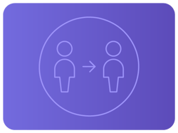 Ícone com duas figuras e seta indicando transição. Ícone com duas figuras e seta indicando transição.