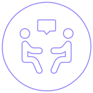 Diálogo estruturado que representa troca, escuta e alinhamento profissional.