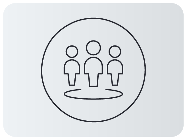 Ícone de três pessoas dentro de um círculo, representando equipe ou grupo.