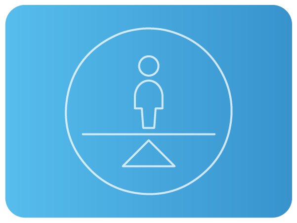 Ícone de equilíbrio representado por figura sobre uma balança. Ícone de equilíbrio representado por figura sobre uma balança.