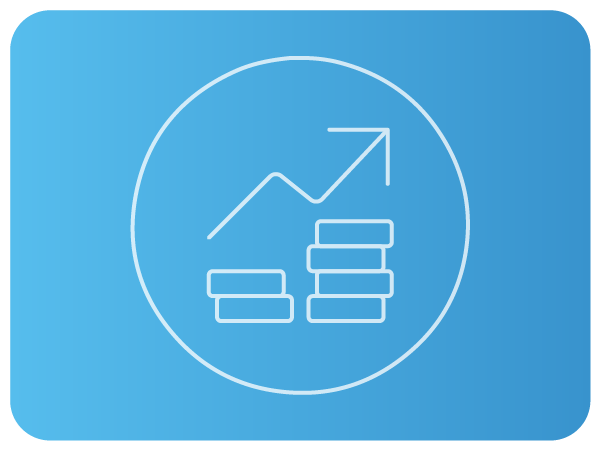 Ícone de gráfico ascendente com pilhas de moedas. Ícone de gráfico ascendente com pilhas de moedas.