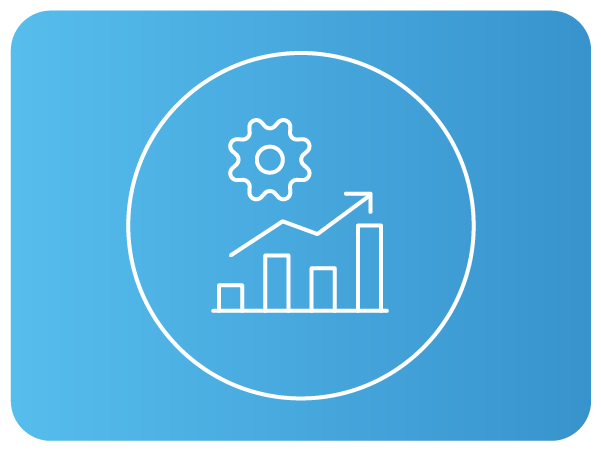 Ícone de produtividade com gráfico crescente, seta ascendente e engrenagem em estilo minimalista. Ícone de produtividade com gráfico crescente, seta ascendente e engrenagem em estilo minimalista.