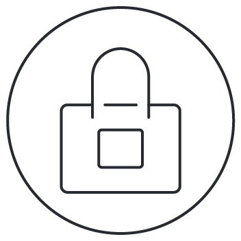 Ícone de cadeado em linha fina dentro de um círculo. Ícone de cadeado em linha fina dentro de um círculo.