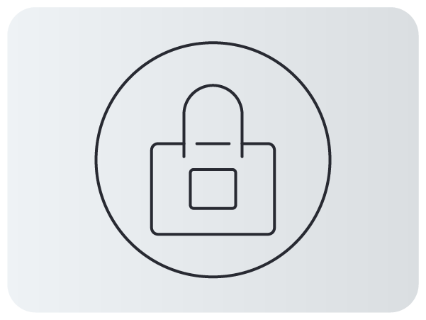 Ícone de cadeado em linha fina dentro de um círculo.