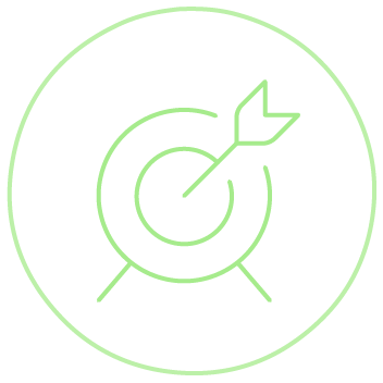 Ícone de alvo com flecha, representando metas, foco ou objetivos alcançados.