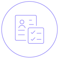 Ícone linear mostrando uma ficha de dados e checklist de candidato Ícone linear mostrando uma ficha de dados e checklist de candidato