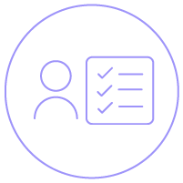 Ícone linear mostrando checklist ao lado de uma pessoa Ícone linear mostrando checklist ao lado de uma pessoa