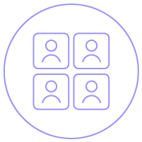 Ícone linear mostrando quatro profissionais Ícone linear mostrando quatro profissionais