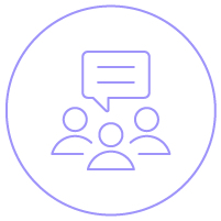 Icone linear mostrando grupo de pessoas conversando Icone linear mostrando grupo de pessoas conversando