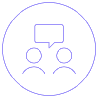 Ícone linear mostrando duas pessoas conversando