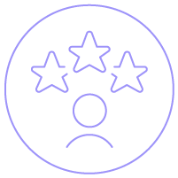 Ícone linear - Profissional com estrelas ao topo Ícone linear - Profissional com estrelas ao topo