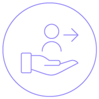 Ícone linear mostrando uma pessoa sobre uma mão