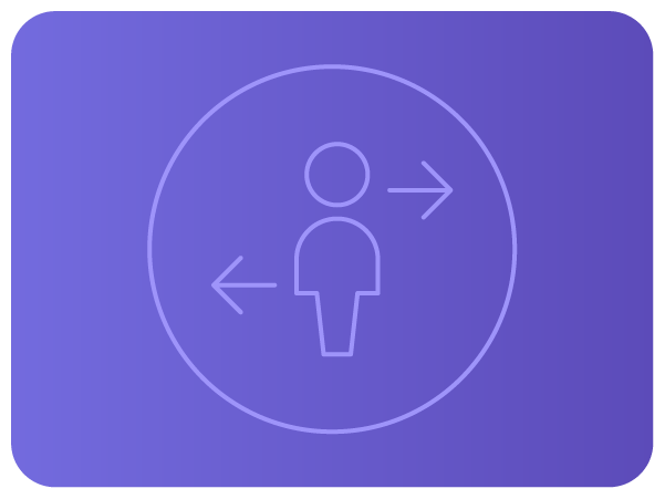 Ícone linear de setas para os lados ao redor de uma figura humana