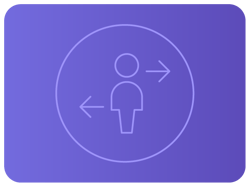 Ícone linear de setas para os lados ao redor de uma figura humana Ícone linear de setas para os lados ao redor de uma figura humana