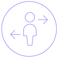 Ícone linear - Setas para os lados ao redor de figura humana