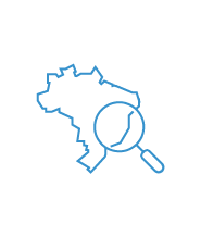 Lupa sobre o mapa do Brasil.